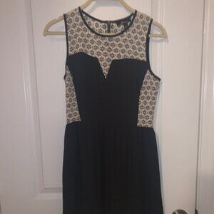 Lace Detailed Black and White Dress